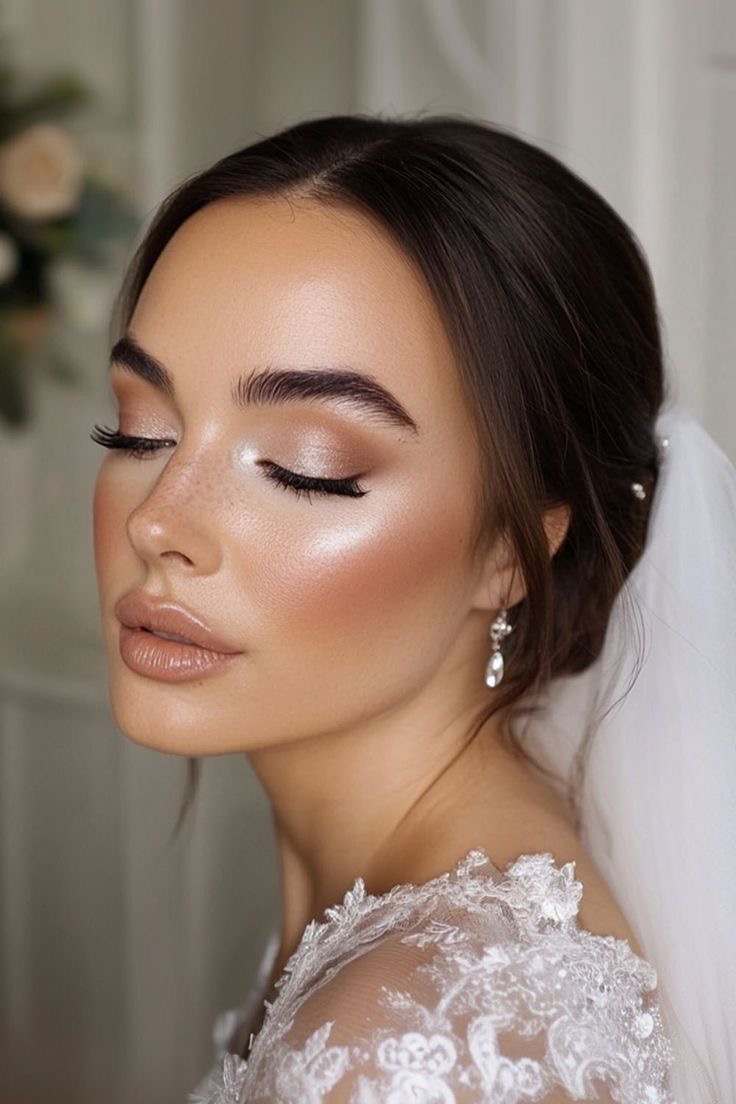 Maquillaje de novia con piel luminosa y ojo iluminado